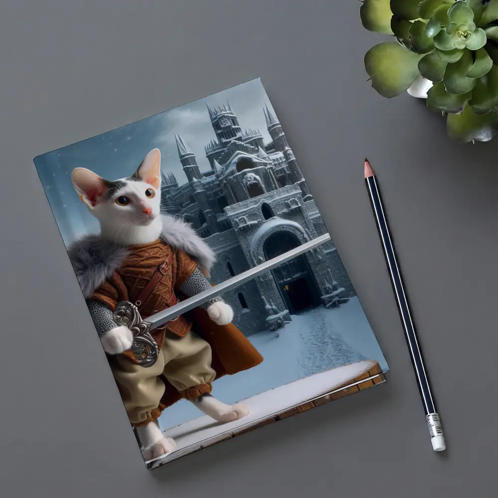 Medieval Warrior Cat Snowy Castle Fantasy – Notebooks