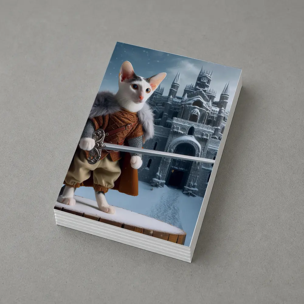 Medieval Warrior Cat Snowy Castle Fantasy – Postcards