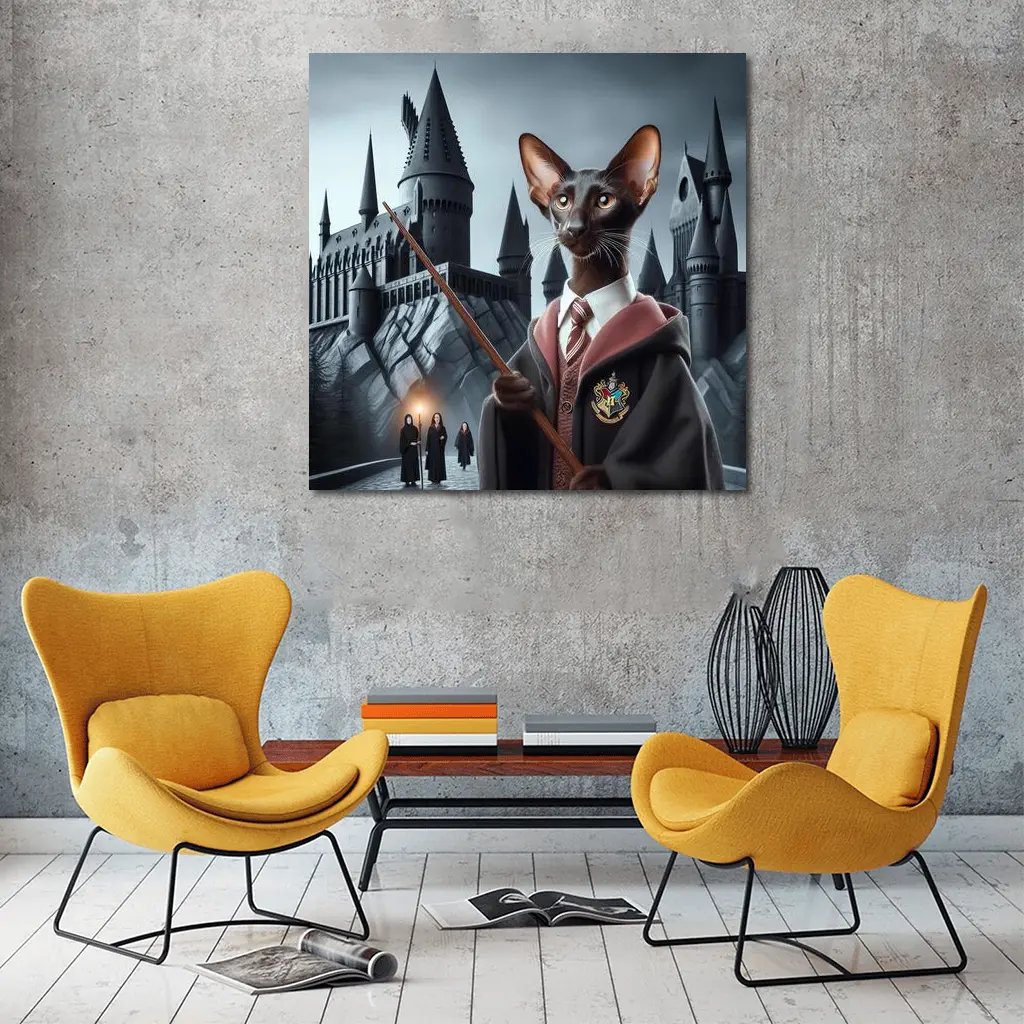 Oriental Shorthair Cat Wizard Castle Fantasy – Wall Art