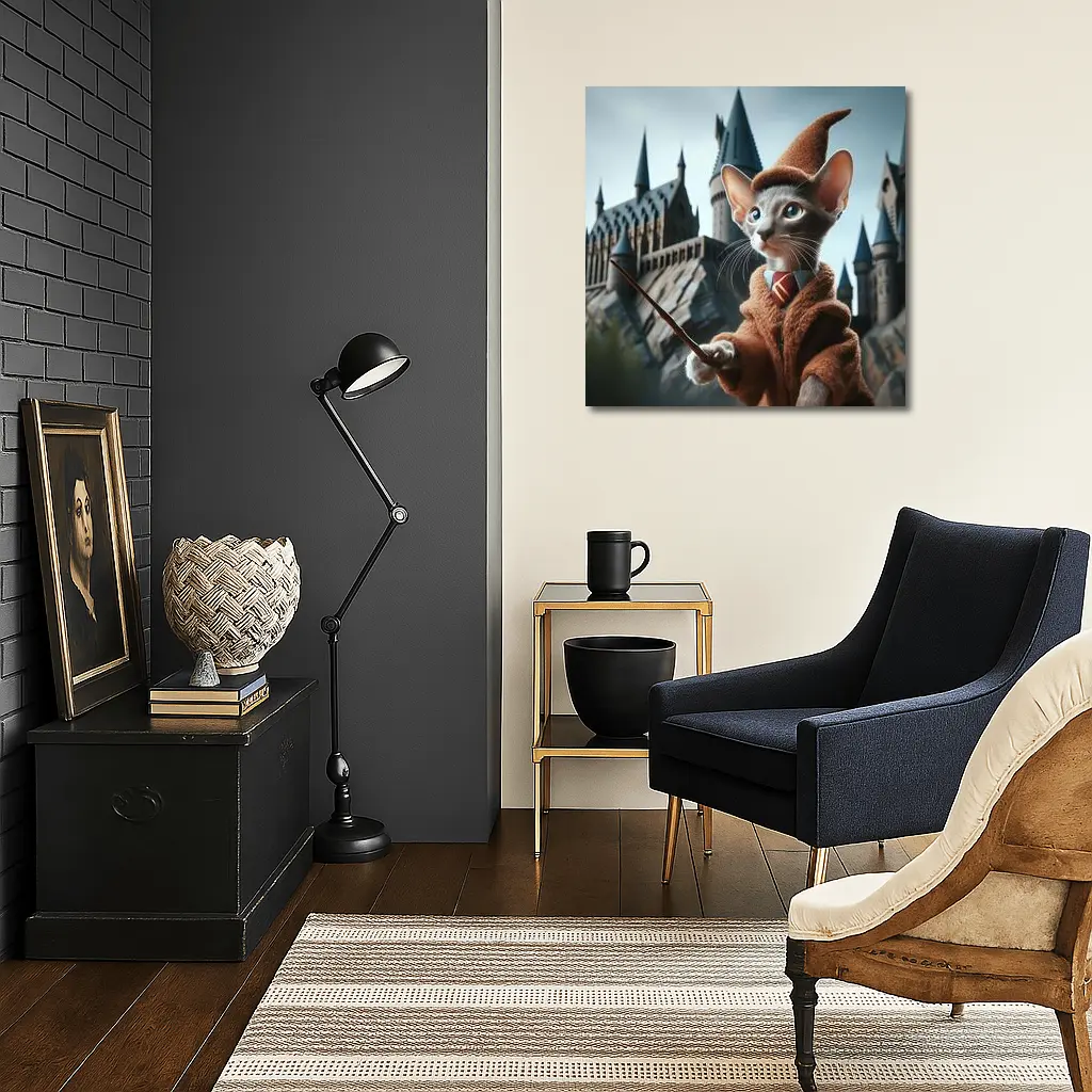 Oriental Shorthair Cat Wizard Castle Background – Wall Art