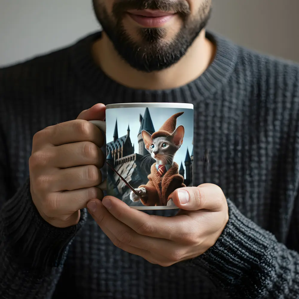 Oriental Shorthair Cat Wizard Castle Background – Mugs