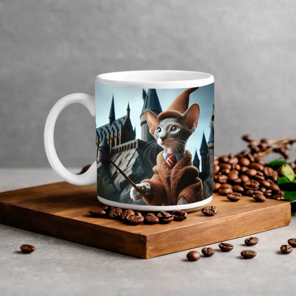 Oriental Shorthair Cat Wizard Castle Background – Mugs