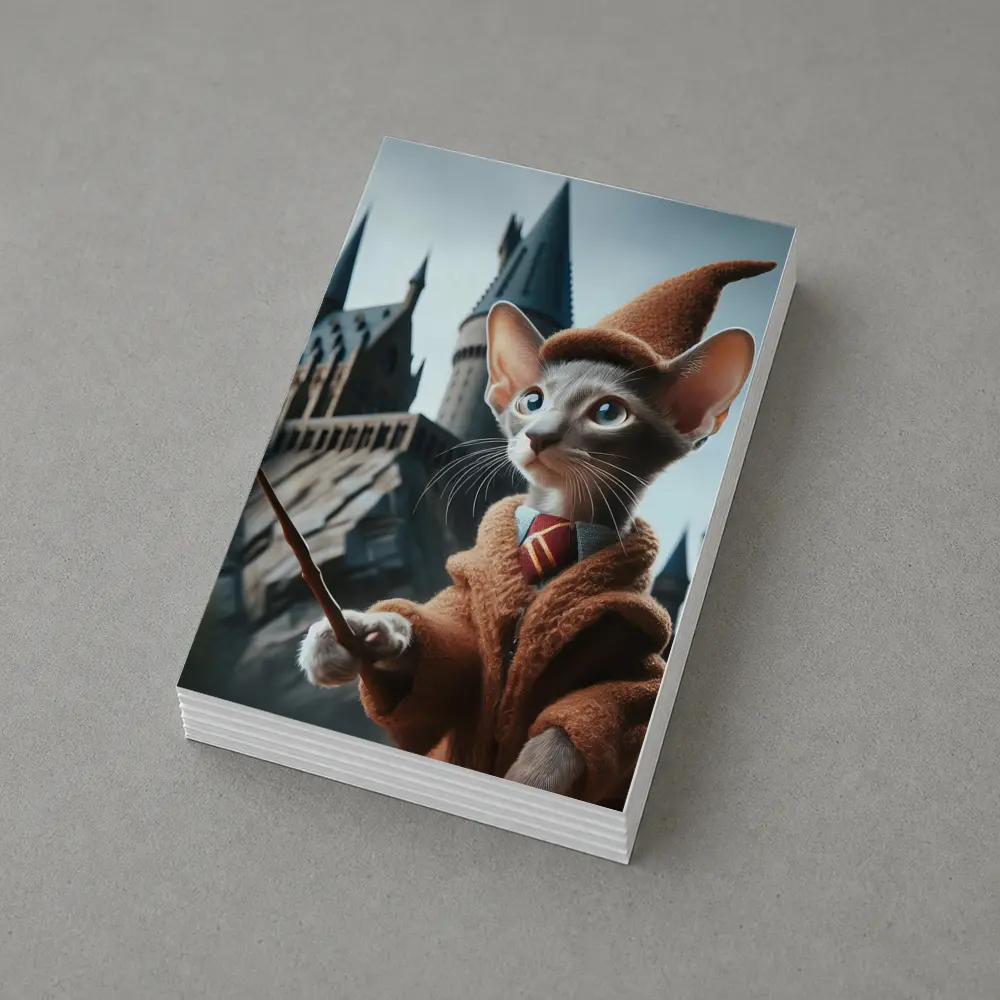Oriental Shorthair Cat Wizard Castle Background – Postcards