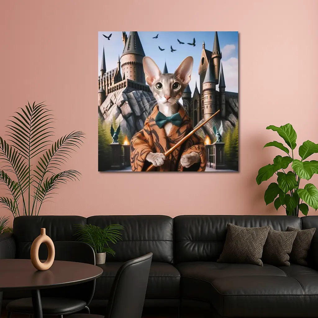 Oriental Shorthair Cat Wizard Castle Fantasy – Wall Art