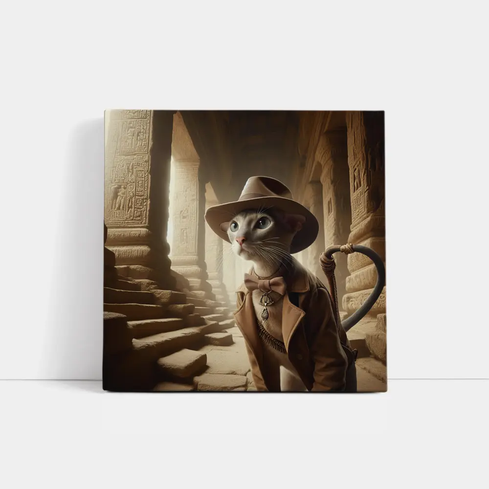 Adventure Cat Explorer Ancient Egyptian Temple – Wall Art
