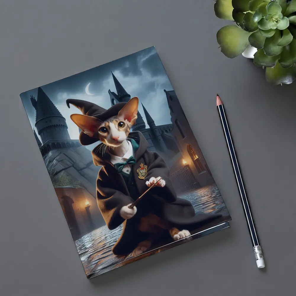 Cornish Rex Cat Wizard Dark Castle Night – Notebooks