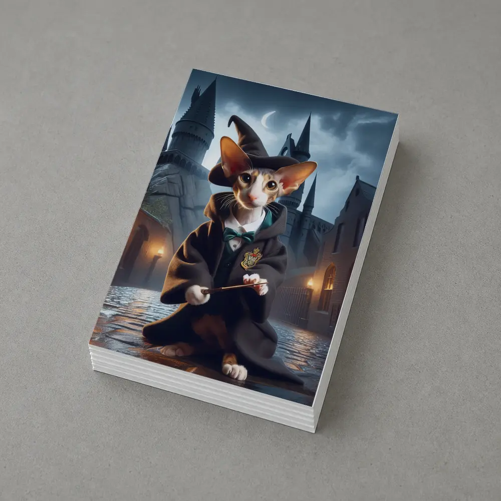 Cornish Rex Cat Wizard Dark Castle Night – Postcards