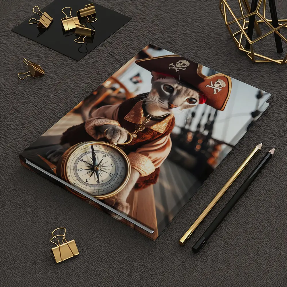 Pirate Cat With Compass On Ship – Notebooks
