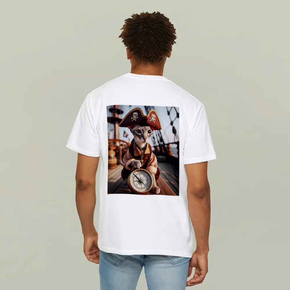 Pirate Cat With Compass On Ship – T-Shirts