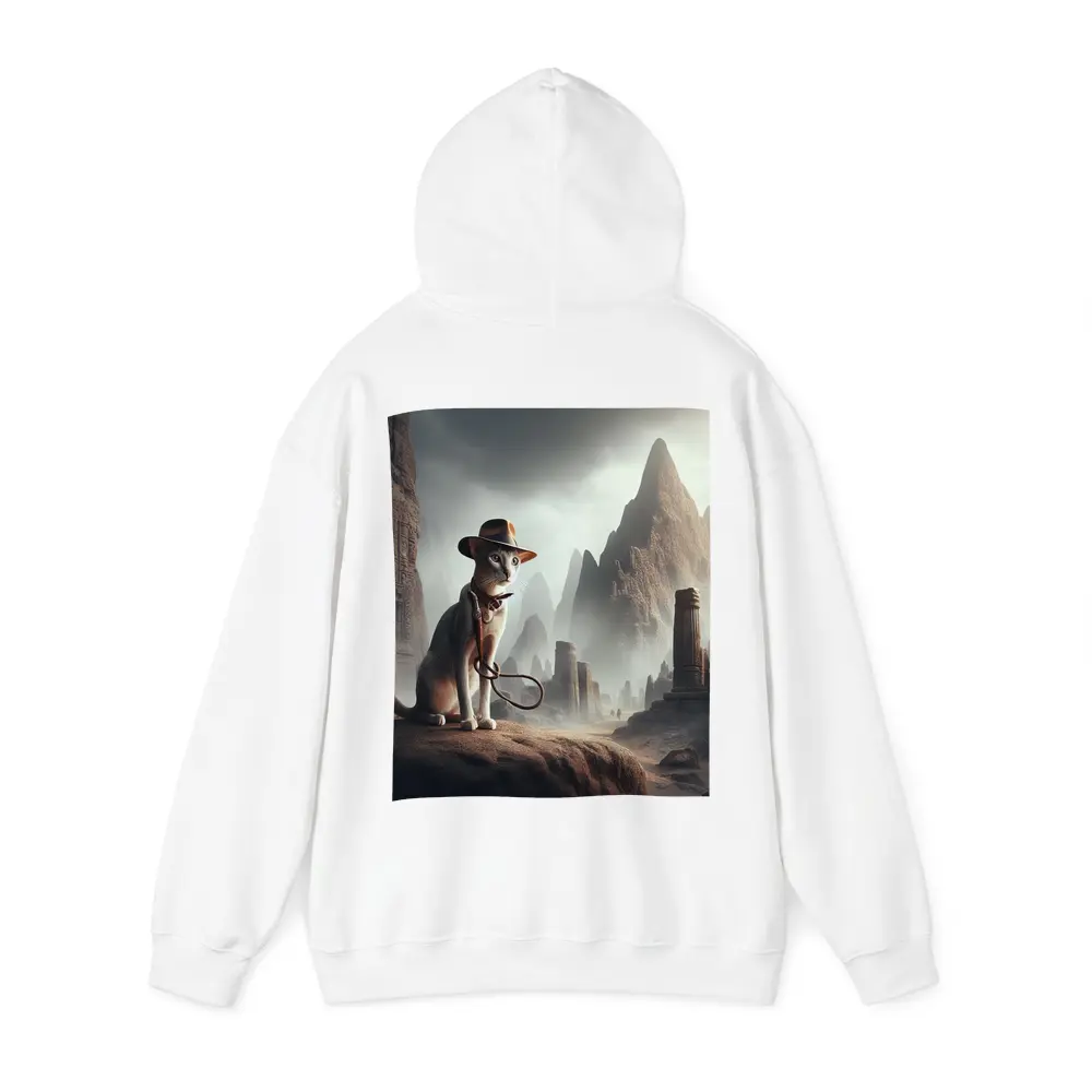 Adventure Cat Ancient Ruins Misty Landscape – Hoodies