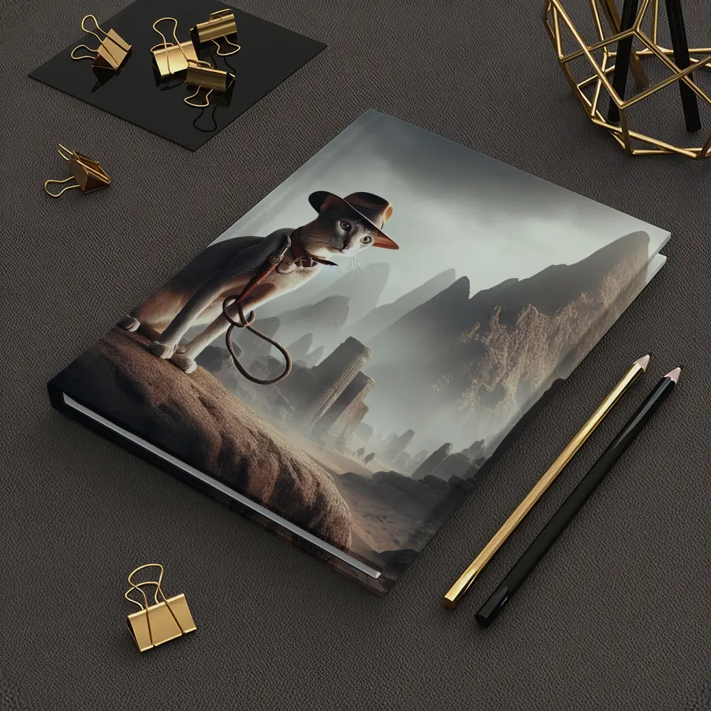 Adventure Cat Ancient Ruins Misty Landscape – Notebooks