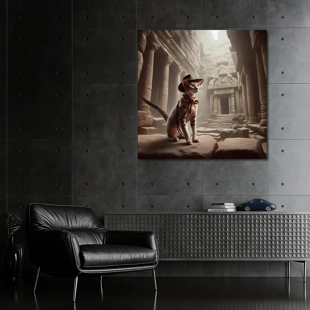 Adventure Cat Explorer Ancient Temple Ruins – Wall Art