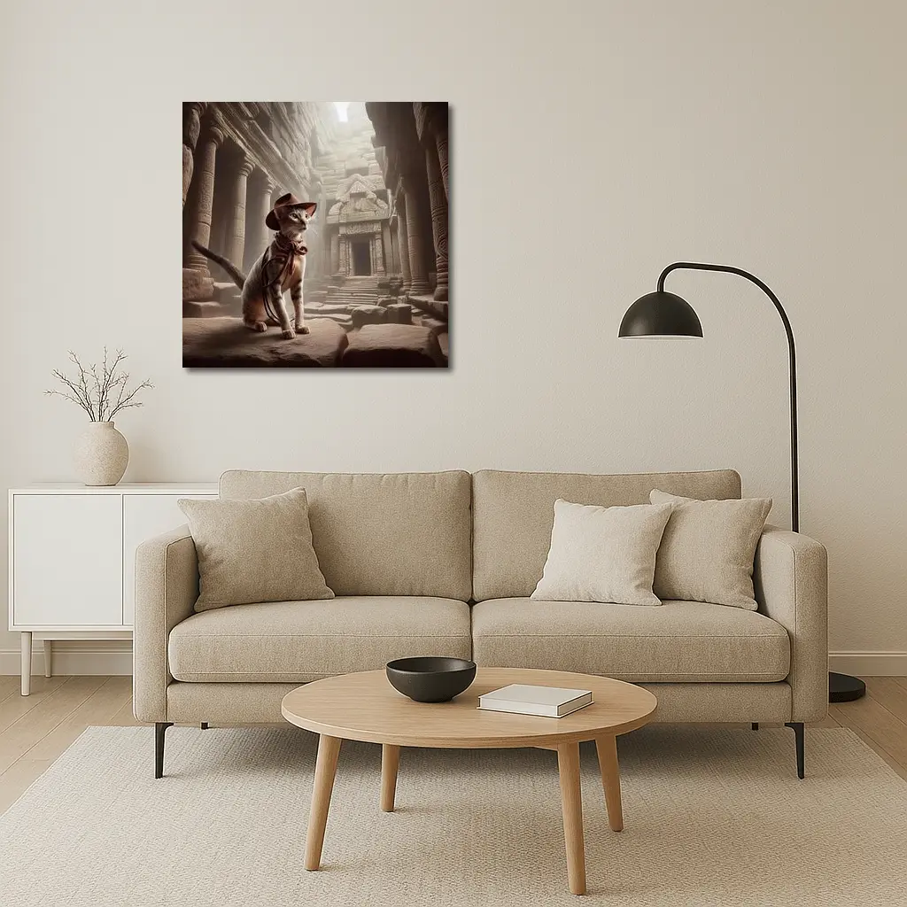 Adventure Cat Explorer Ancient Temple Ruins – Wall Art