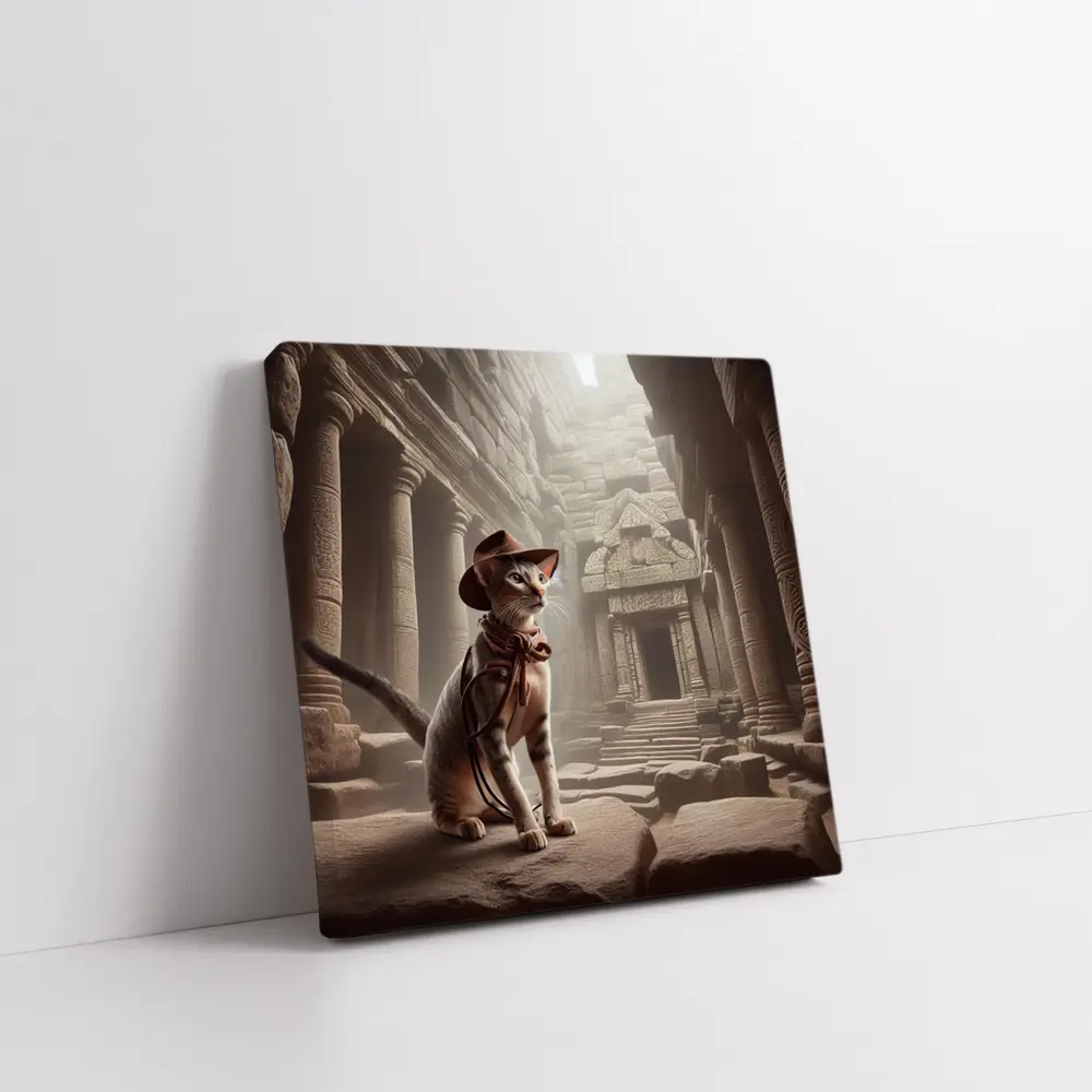 Adventure Cat Explorer Ancient Temple Ruins – Wall Art