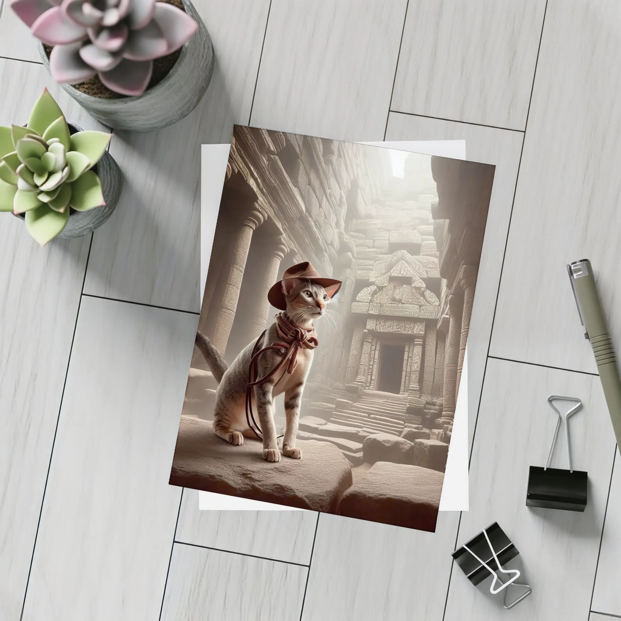 Adventure Cat Explorer Ancient Temple Ruins – Postcards
