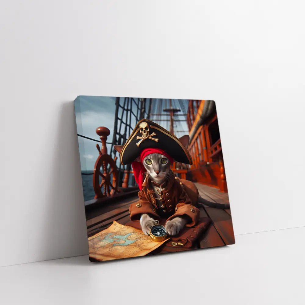 Gray Cat Pirate Ship Deck Adventure – Wall Art