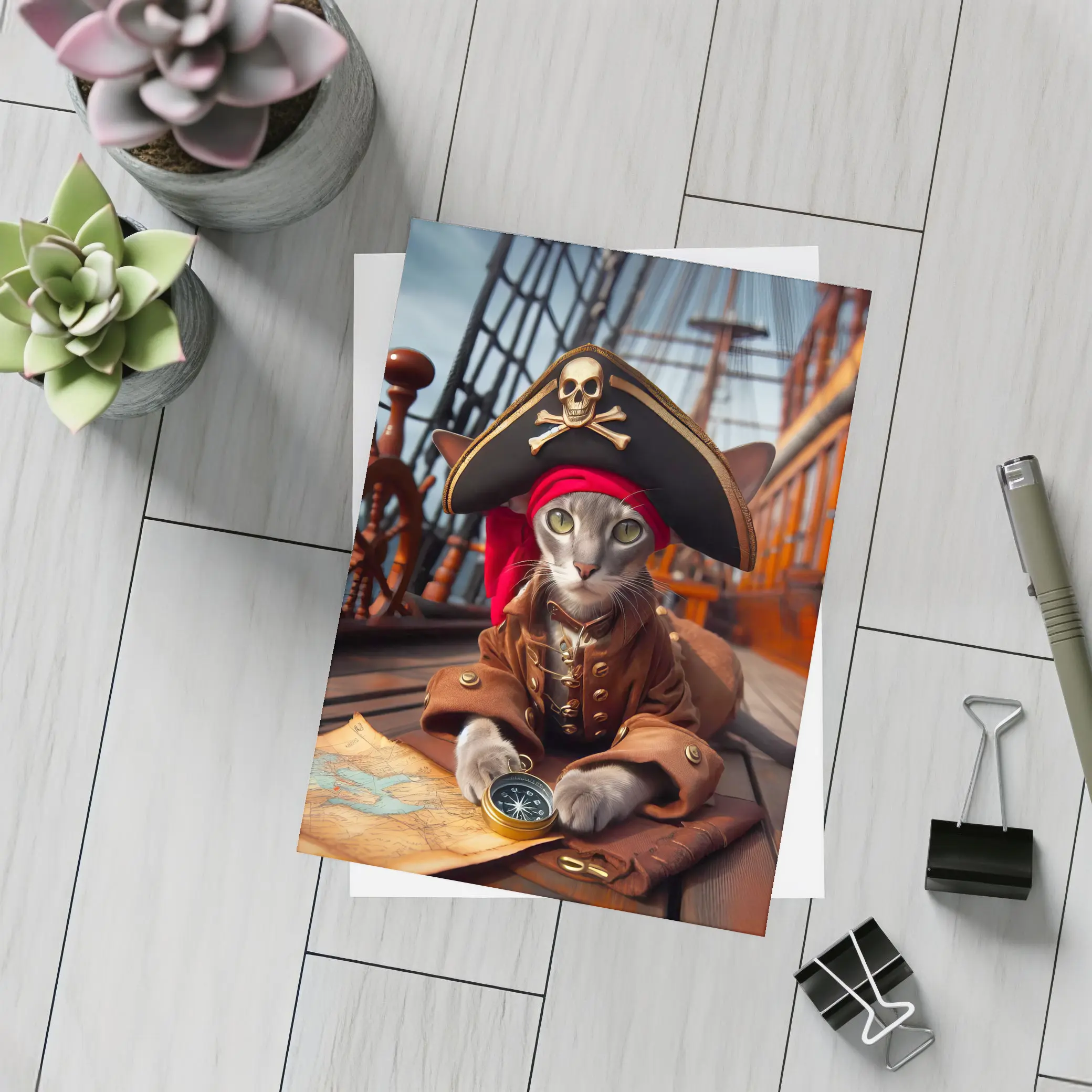 Gray Cat Pirate Ship Deck Adventure – Postcards