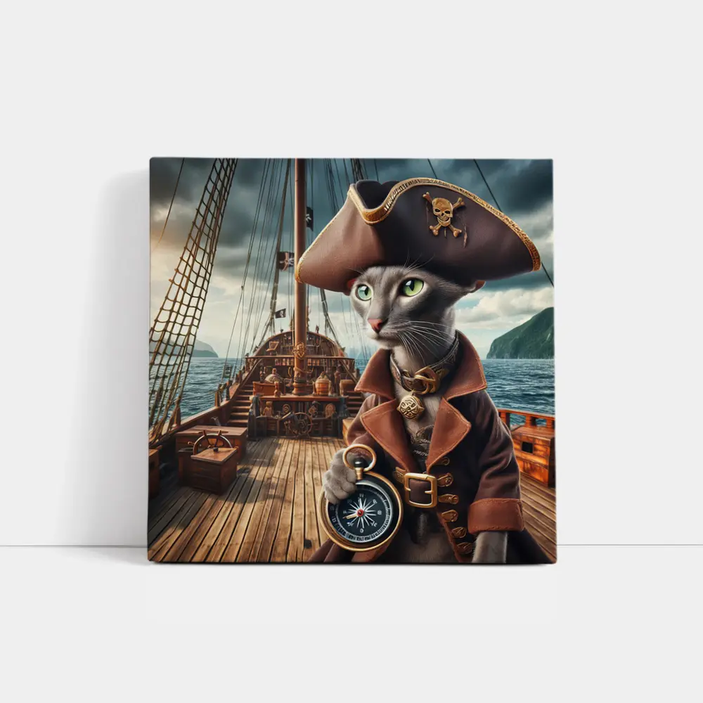 Russian Blue Cat Pirate Ship Deck – Wall Art