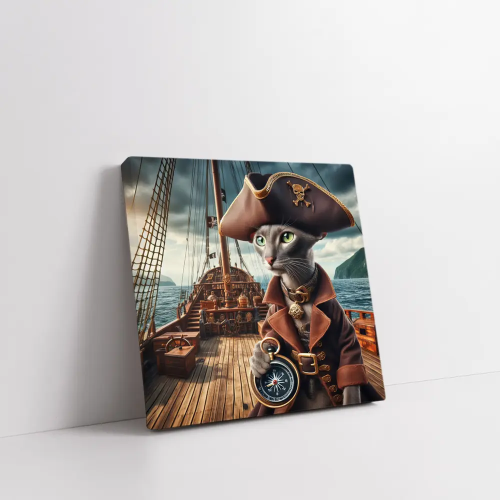 Russian Blue Cat Pirate Ship Deck – Wall Art