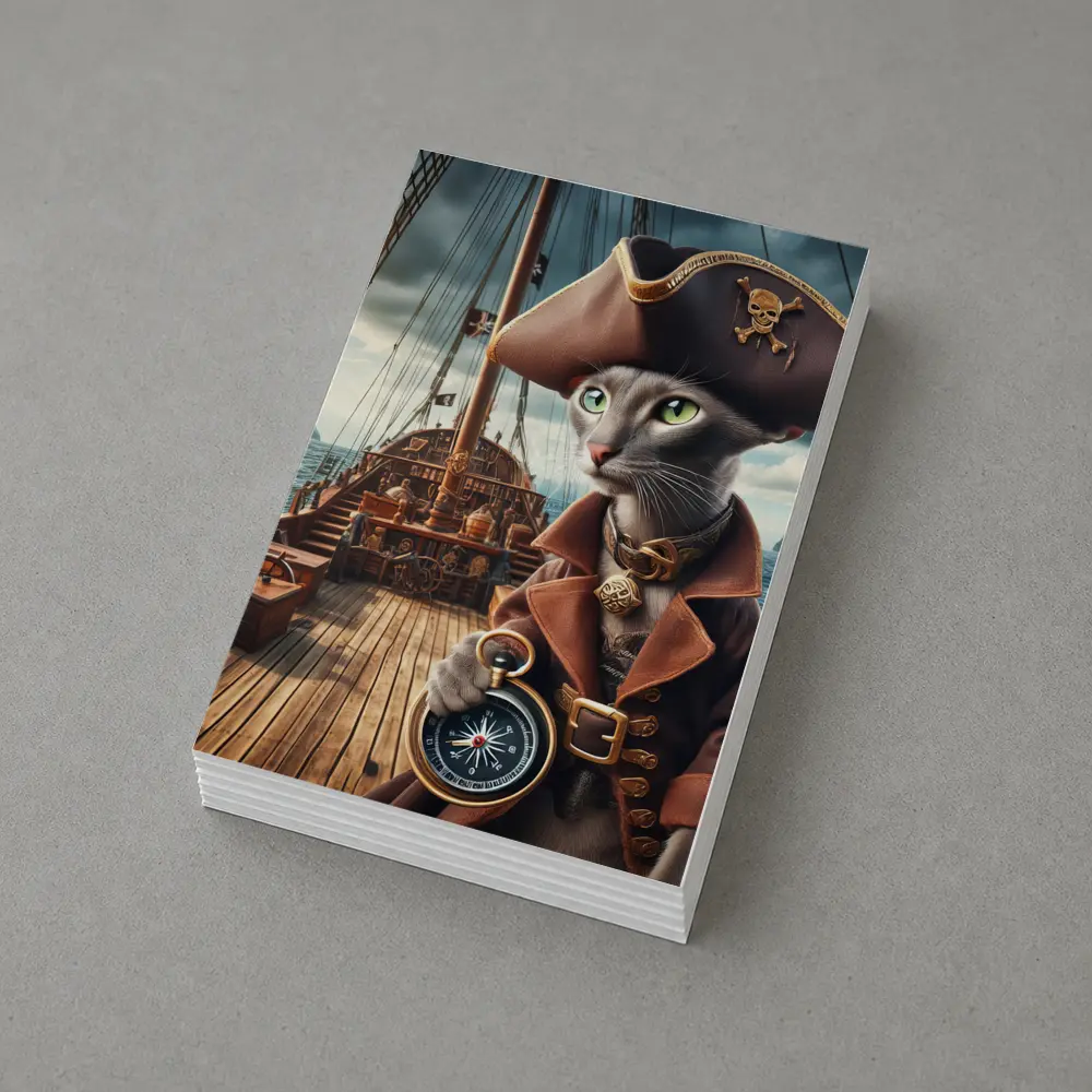 Russian Blue Cat Pirate Ship Deck – Postcards