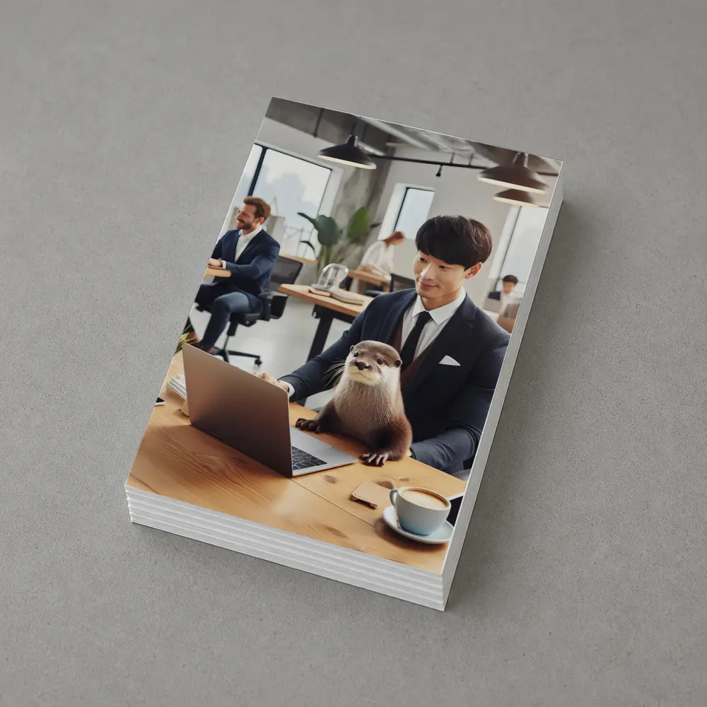 Otter Working With Man In Office – Postcards