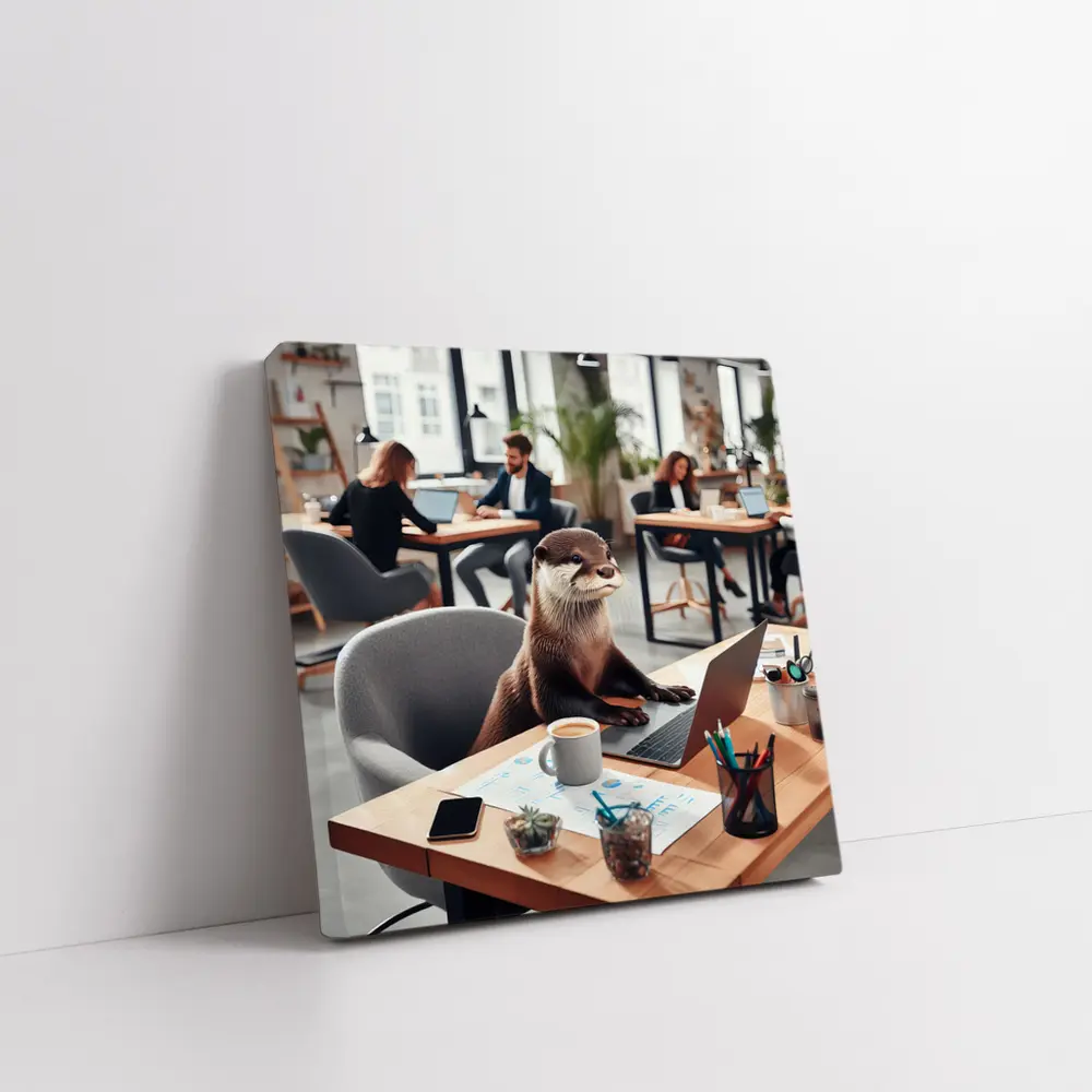 Otter Working at Office Desk Laptop – Wall Art