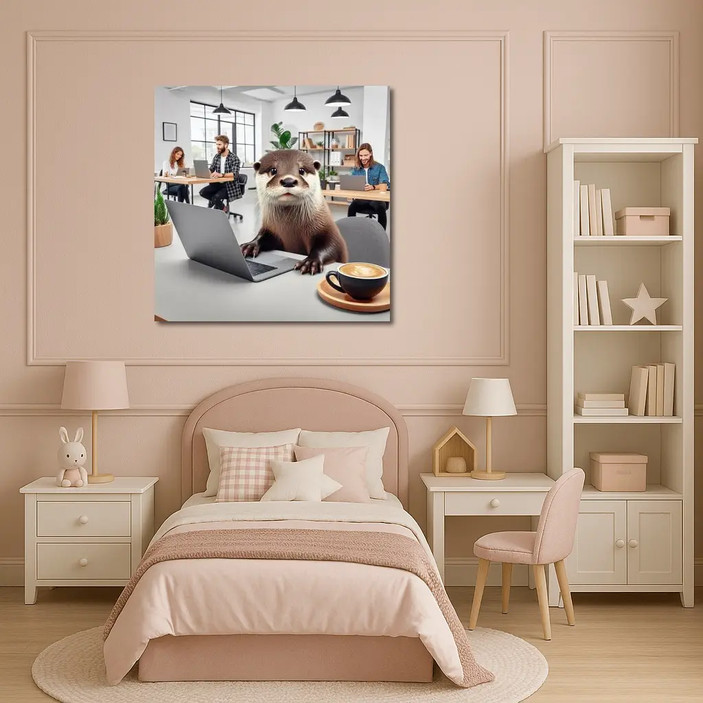 Otter Working On Laptop In Office – Wall Art