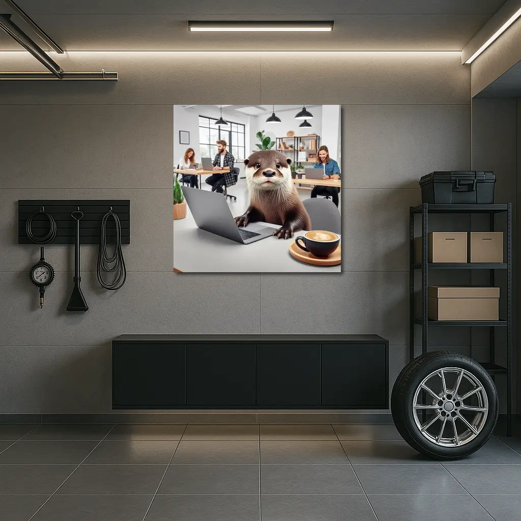 Otter Working On Laptop In Office – Wall Art