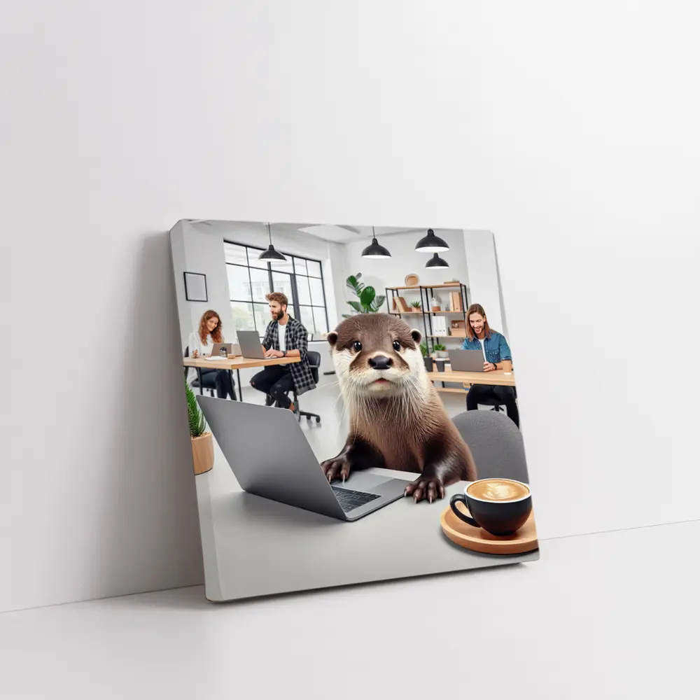 Otter Working On Laptop In Office – Wall Art