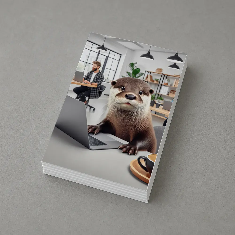 Otter Working On Laptop In Office – Postcards