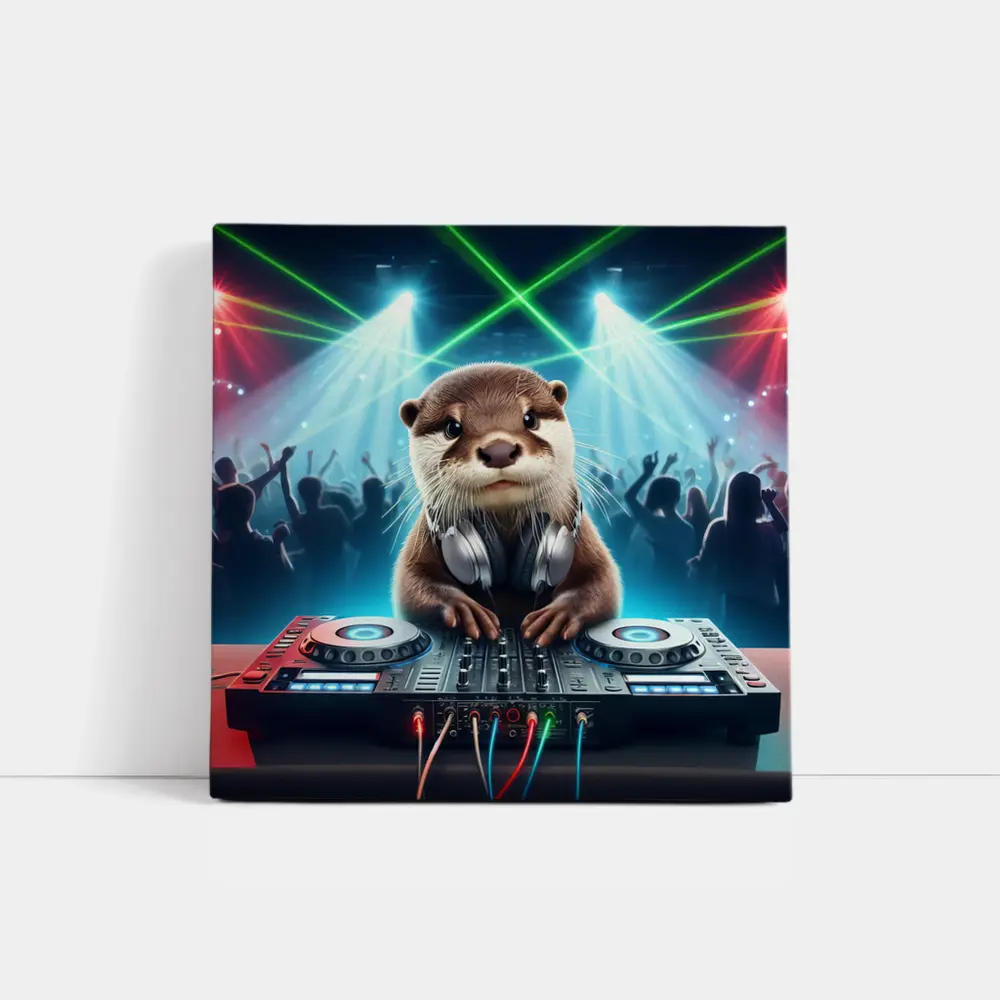 Otter DJ Spinning Decks At Club Party – Wall Art