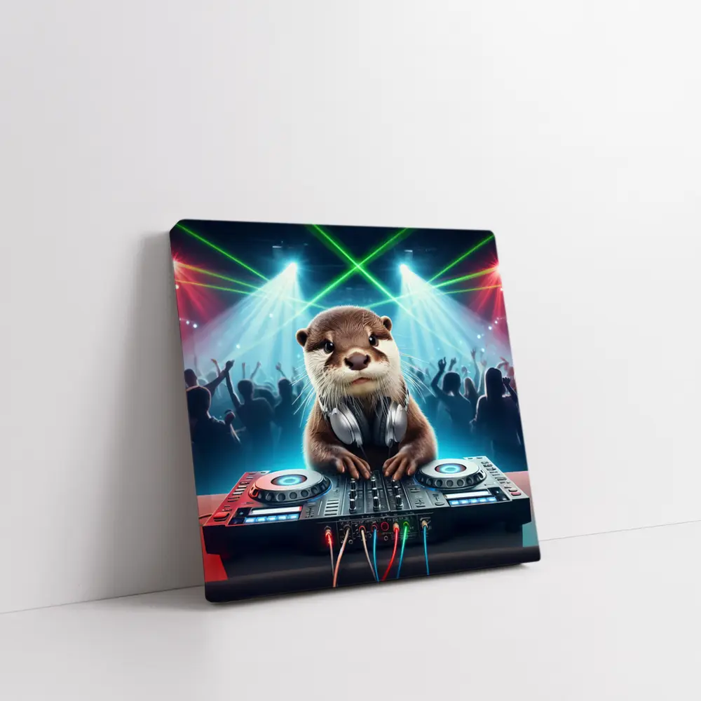 Otter DJ Spinning Decks At Club Party – Wall Art