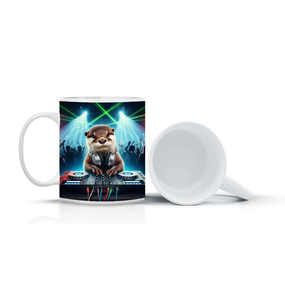 Otter DJ Spinning Decks At Club Party – Mugs