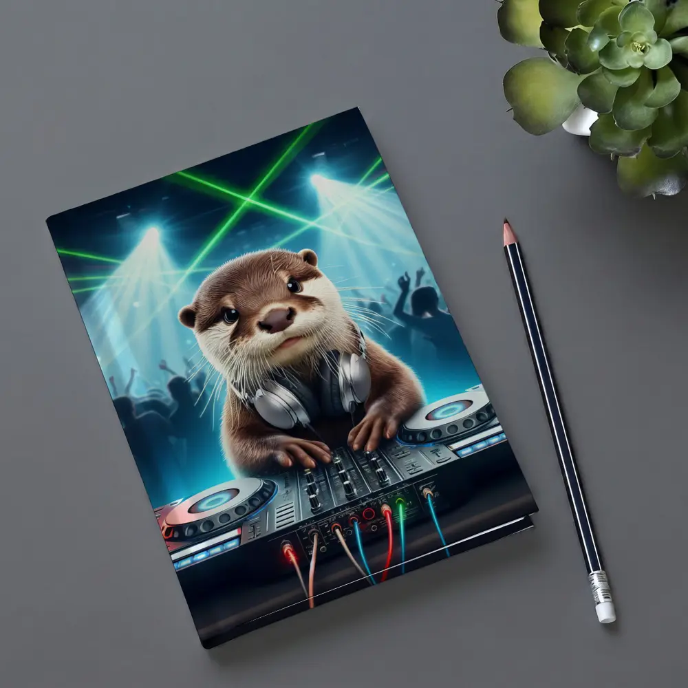 Otter DJ Spinning Decks At Club Party – Notebooks