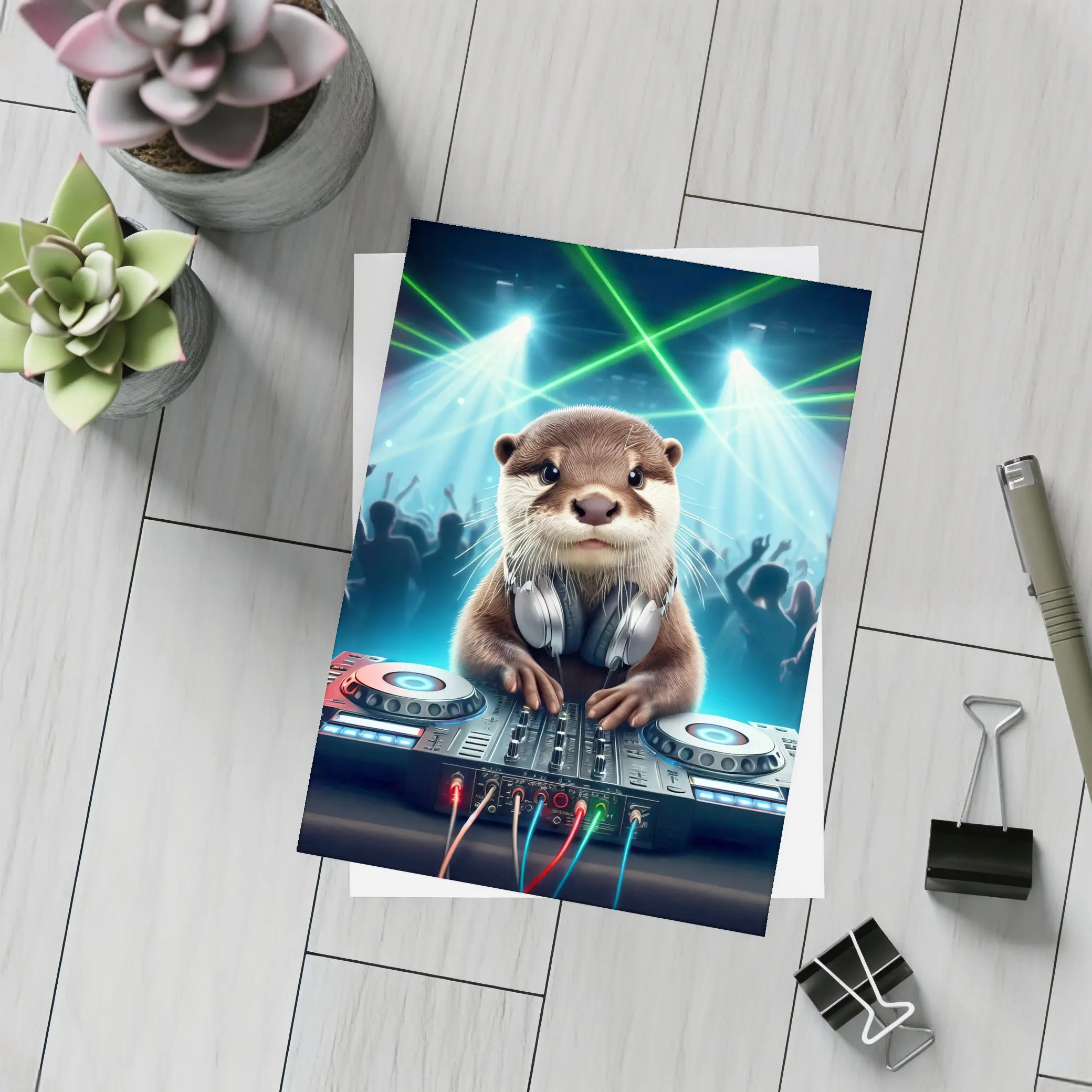 Otter DJ Spinning Decks At Club Party – Postcards