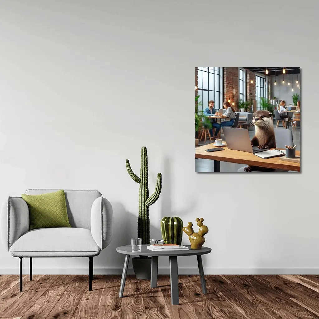Otter Working on Laptop in Office – Wall Art