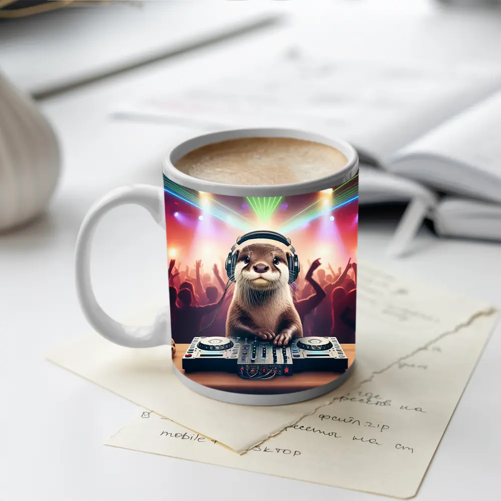 Otter DJ Spinning at Neon Club Party – Mugs