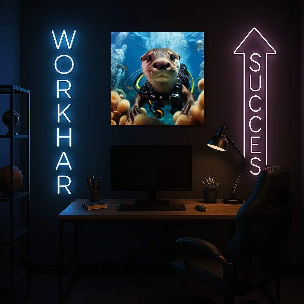 Otter Scuba Diver Underwater Coral Reef – Wall Art