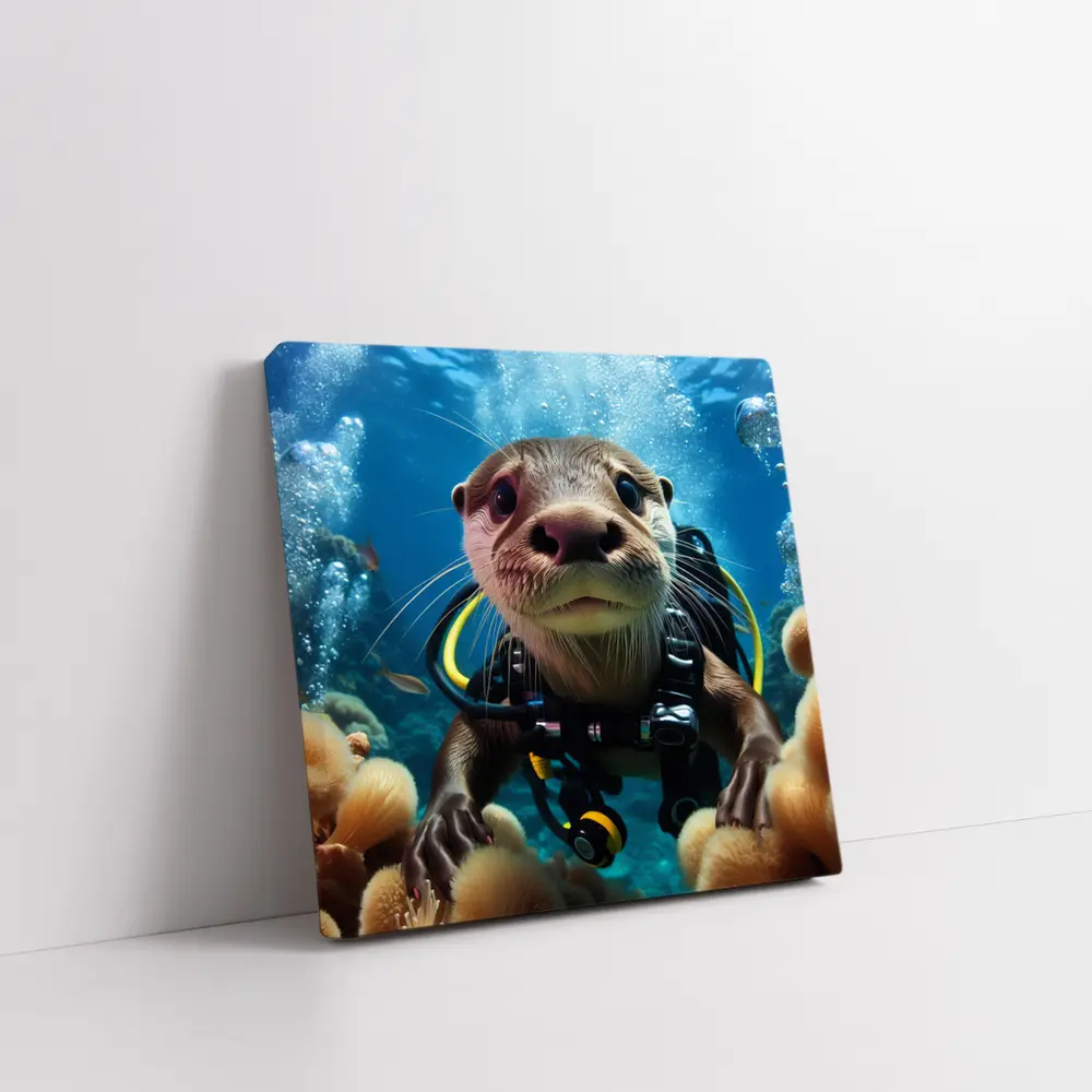Otter Scuba Diver Underwater Coral Reef – Wall Art