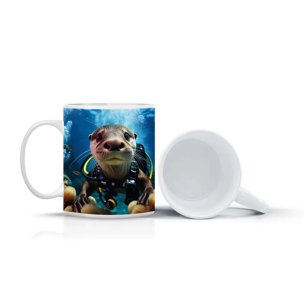 Otter Scuba Diver Underwater Coral Reef – Mugs