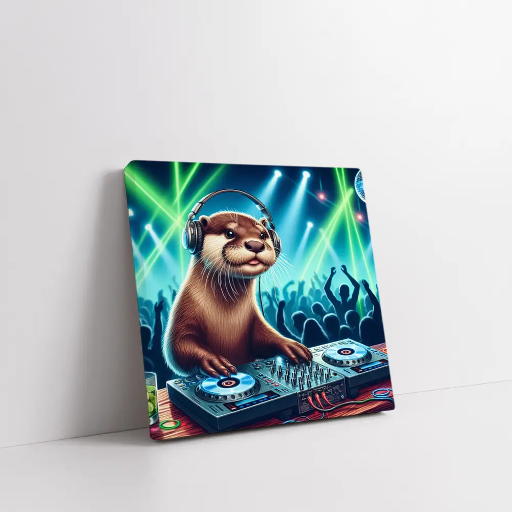 Otter DJ Spinning Records At Night Club – Wall Art