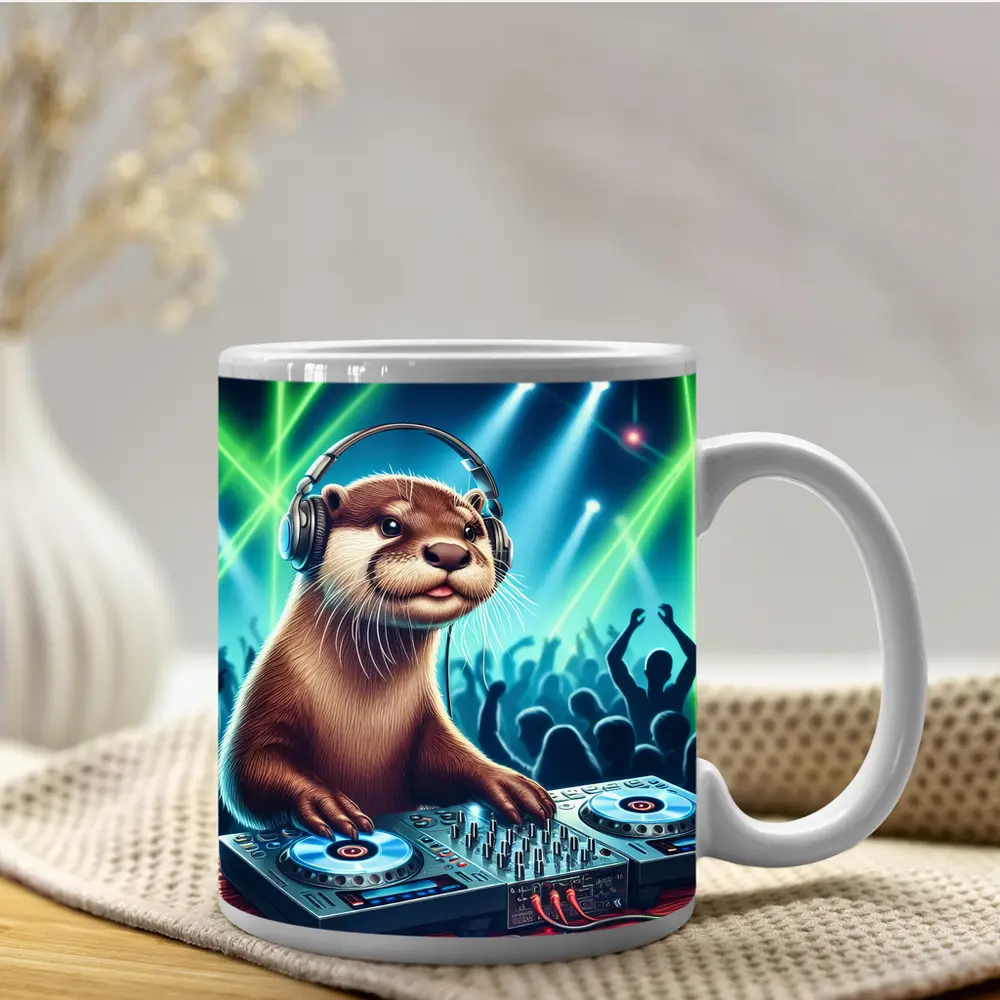 Otter DJ Spinning Records At Night Club – Mugs