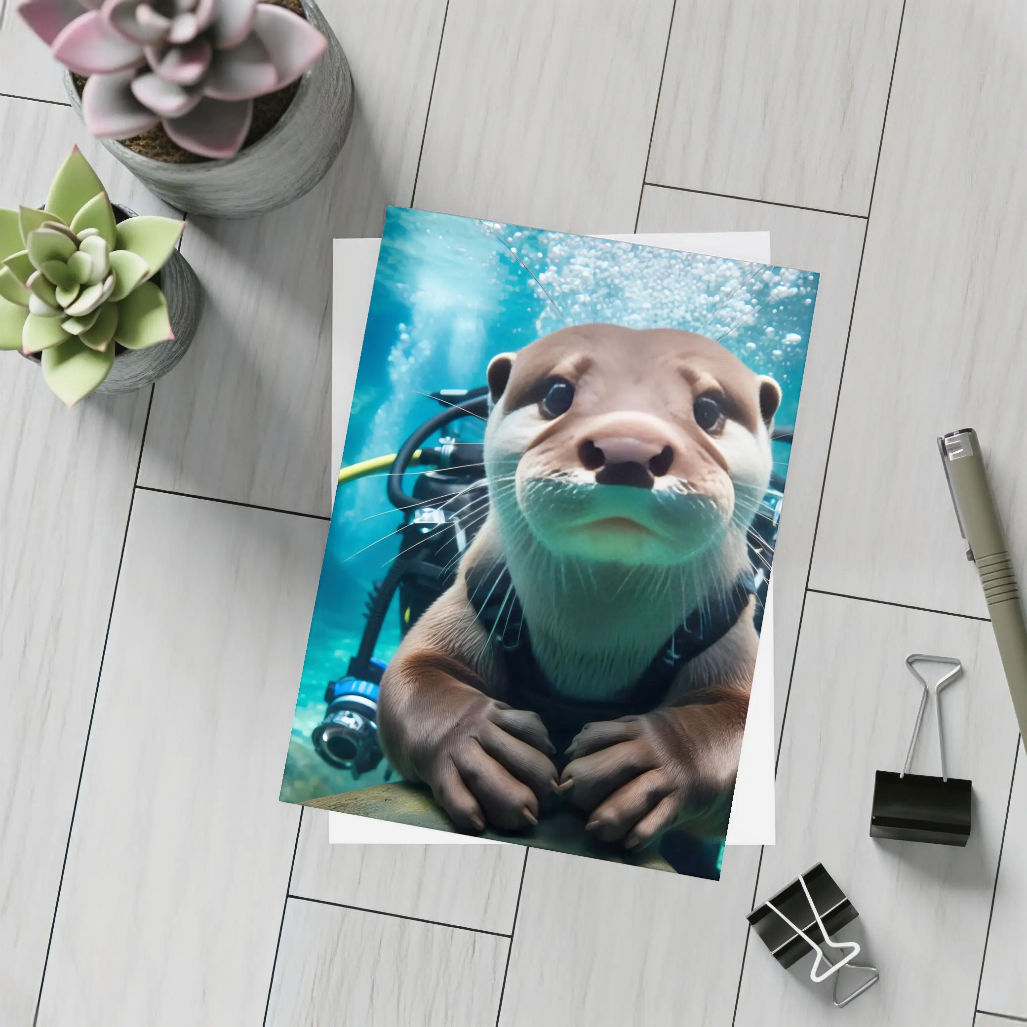 Otter Scuba Diver Underwater Ocean Adventure – Postcards