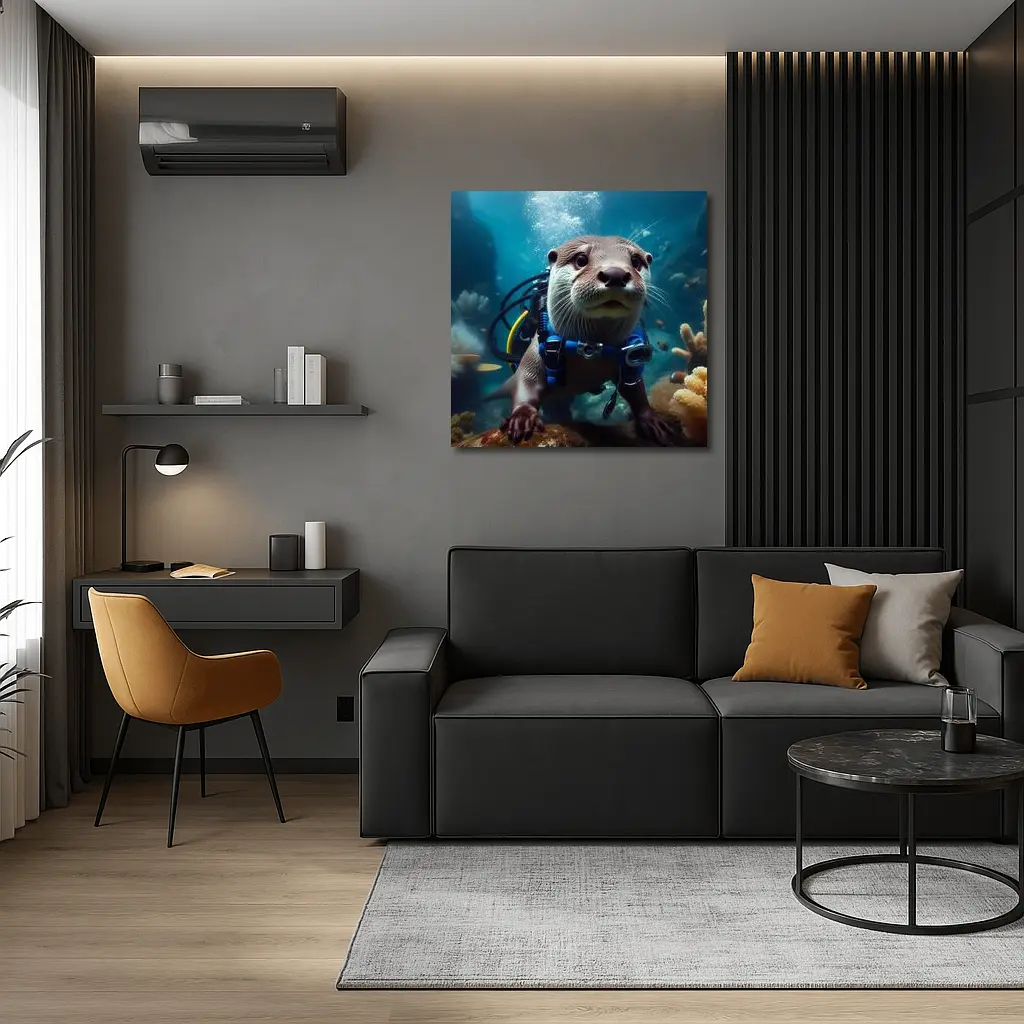 Otter Scuba Diver Underwater Coral Reef – Wall Art