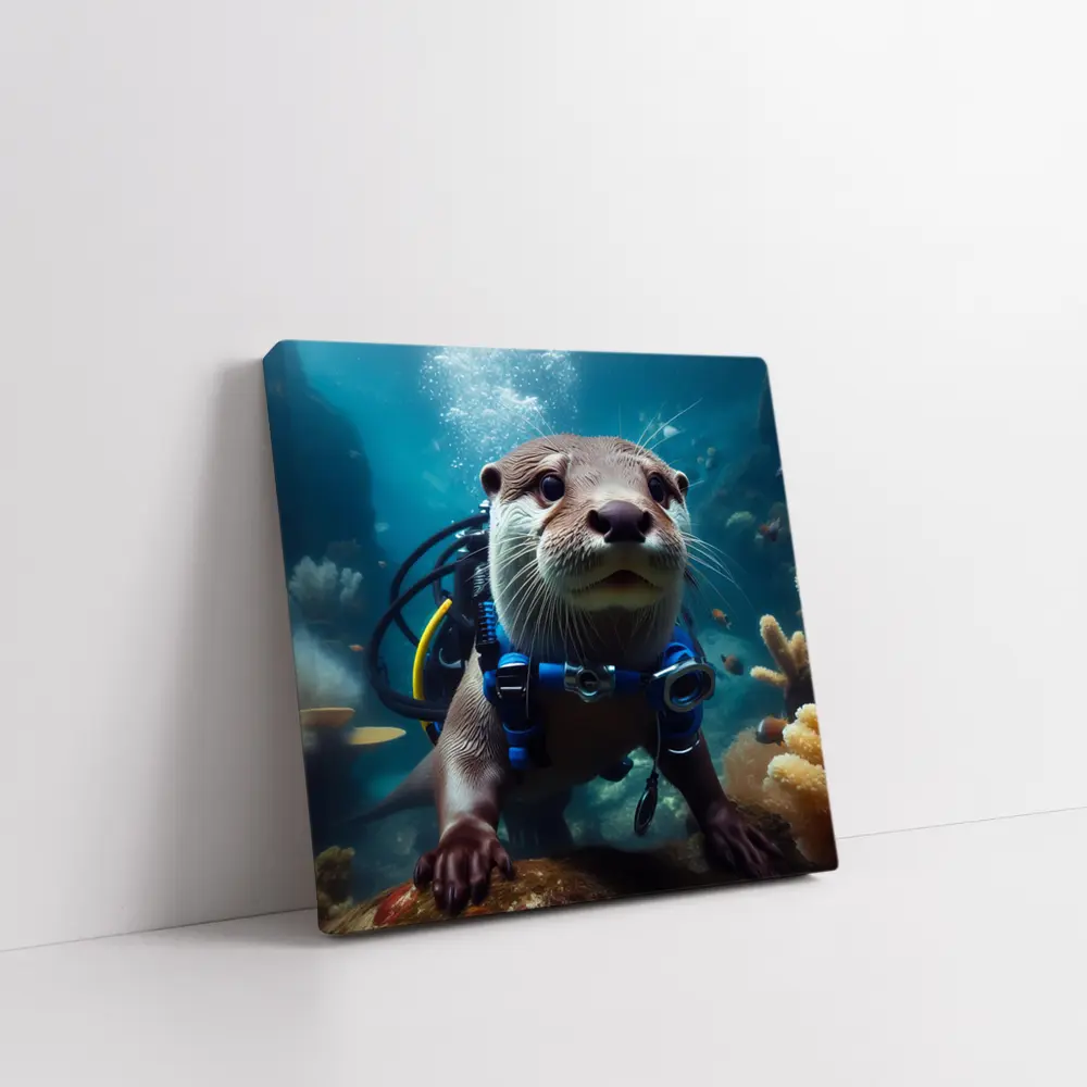 Otter Scuba Diver Underwater Coral Reef – Wall Art