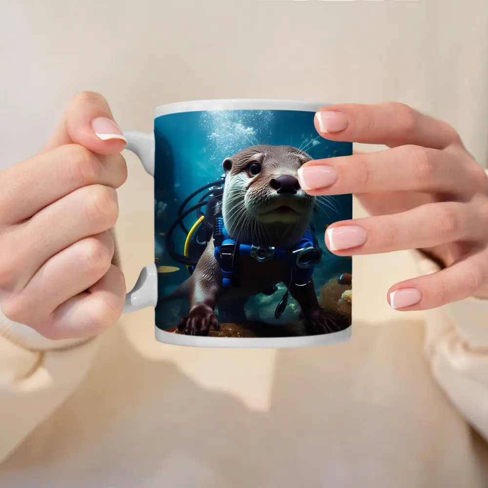 Otter Scuba Diver Underwater Coral Reef – Mugs