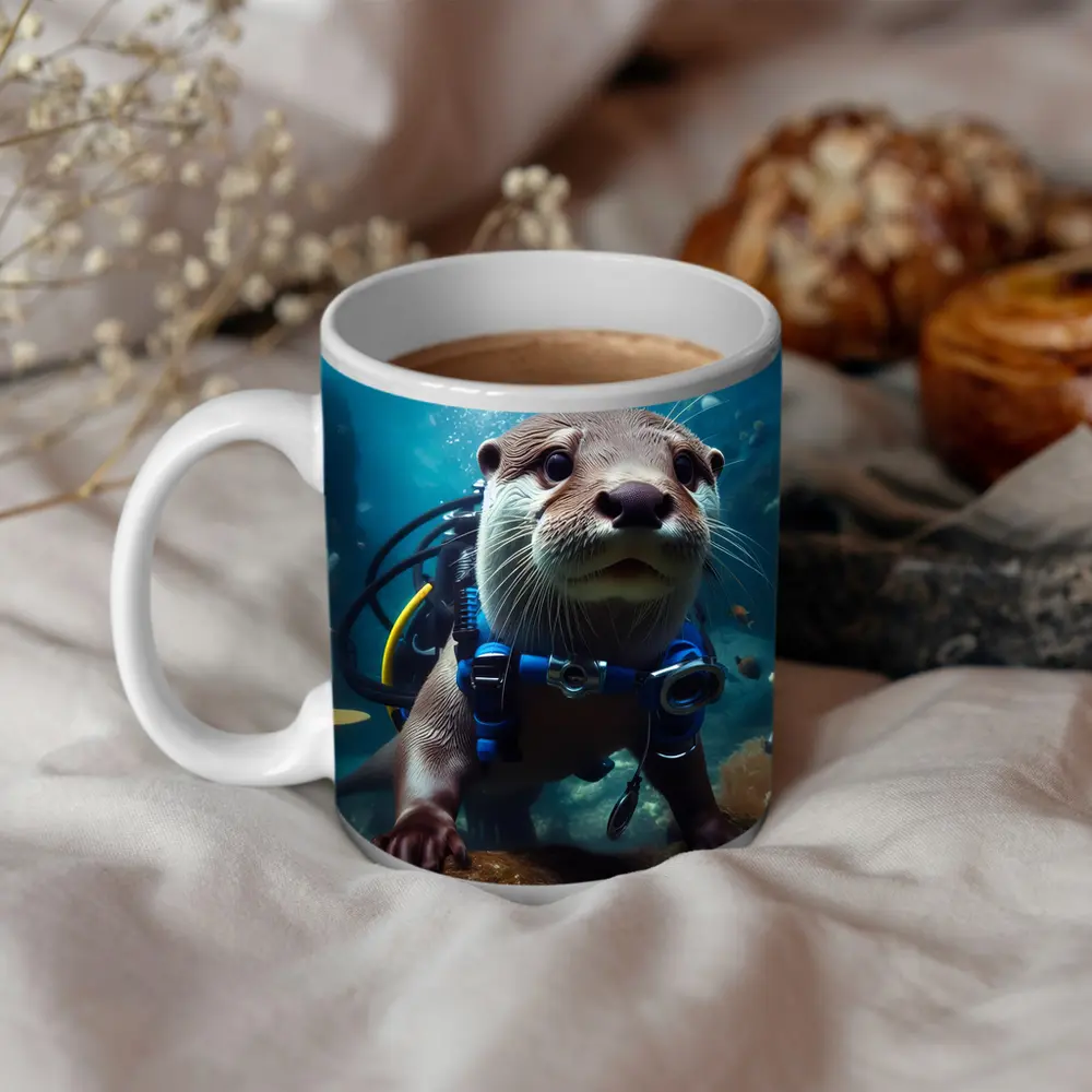 Otter Scuba Diver Underwater Coral Reef – Mugs