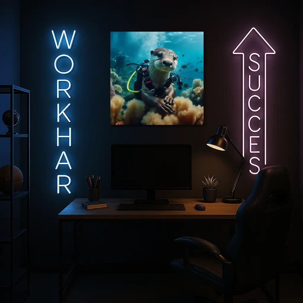 Otter Scuba Diver Underwater Coral Reef – Wall Art