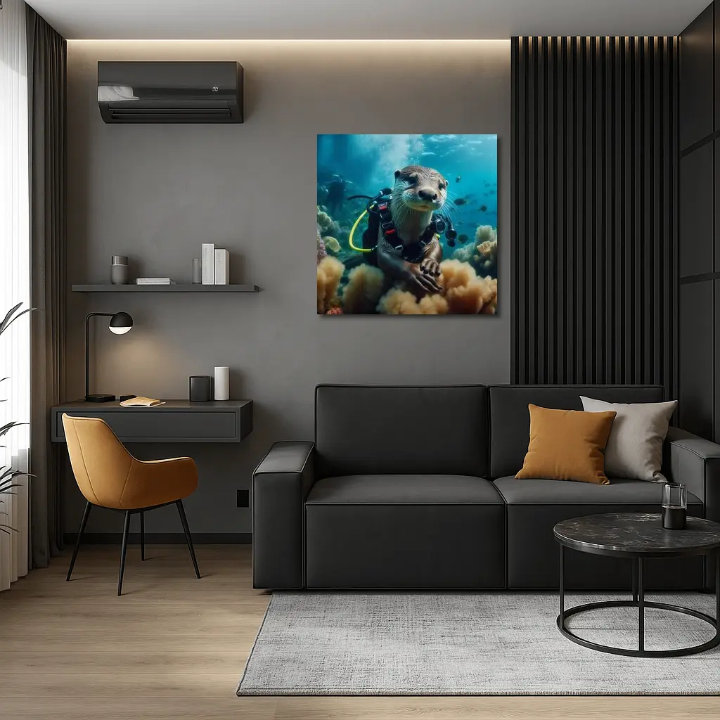 Otter Scuba Diver Underwater Coral Reef – Wall Art