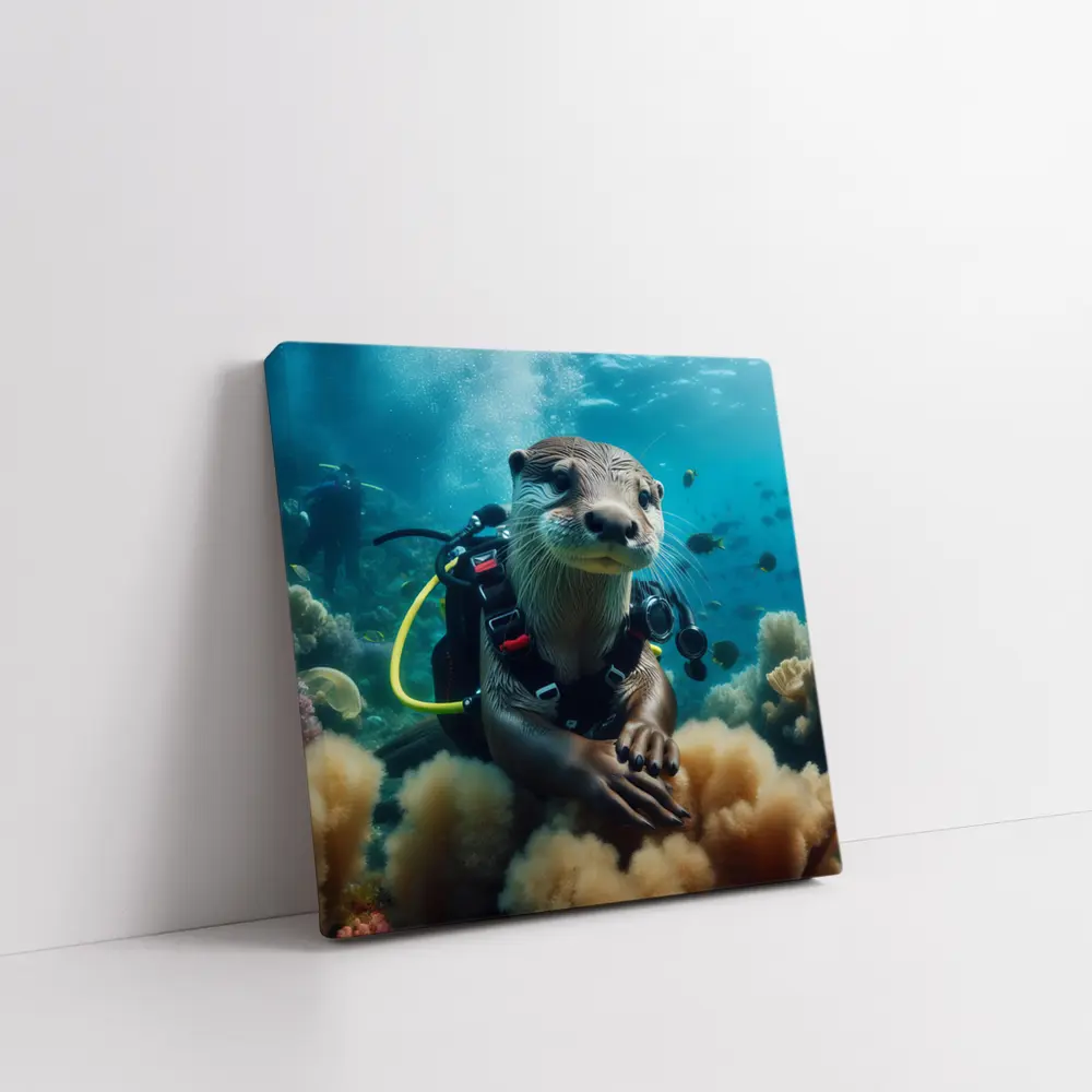 Otter Scuba Diver Underwater Coral Reef – Wall Art